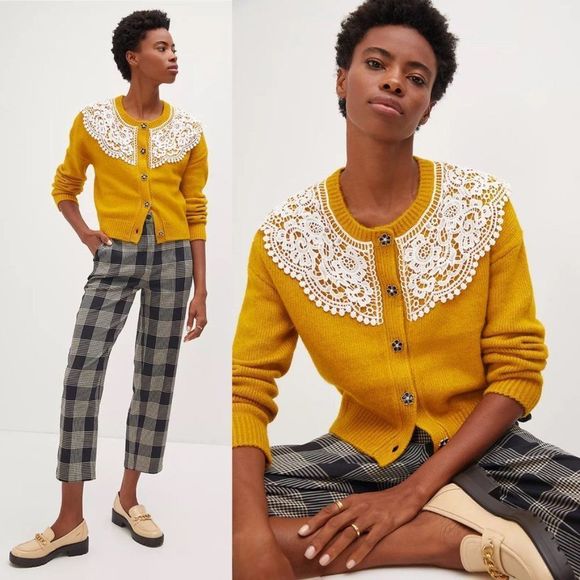 Anthropologie Sweaters - ANTHROPOLOGIE Maeve Lace Collar Cardigan